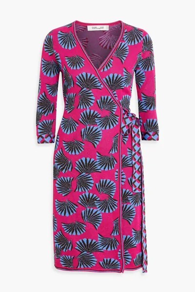 Платье жаккардовой вязки Lainey с запахом Diane Von Furstenberg, фуксия