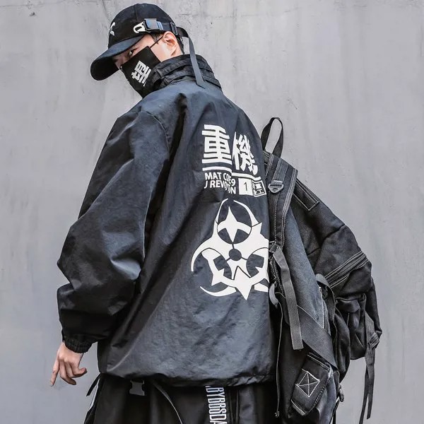 Ветровка Techwear Мужская, Японская уличная одежда, Модный пуловер на молнии