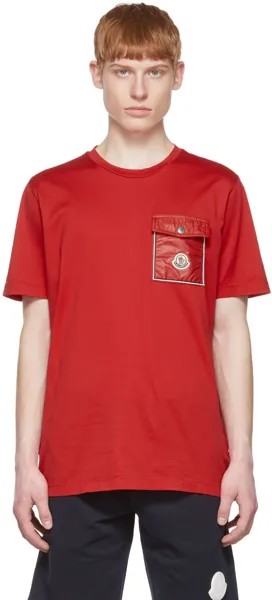 Красная хлопковая футболка Moncler