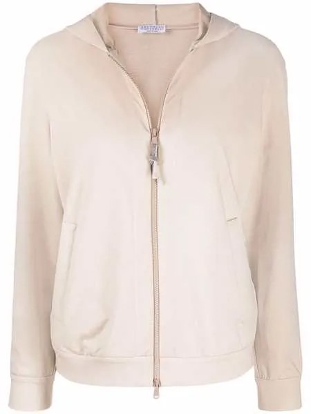 Brunello Cucinelli худи на молнии с декором Monili