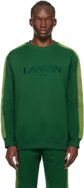 Зеленый свитшот с бордюром по бокам Lanvin