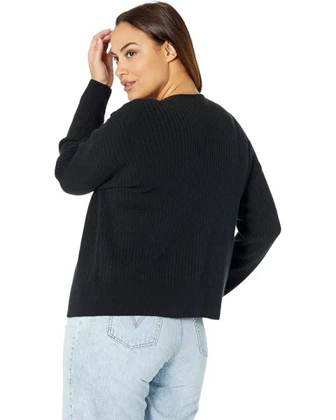 Свитер Madewell Plus Cameron Ribbed Cardigan Sweater in Coziest Yarn, реальный черный