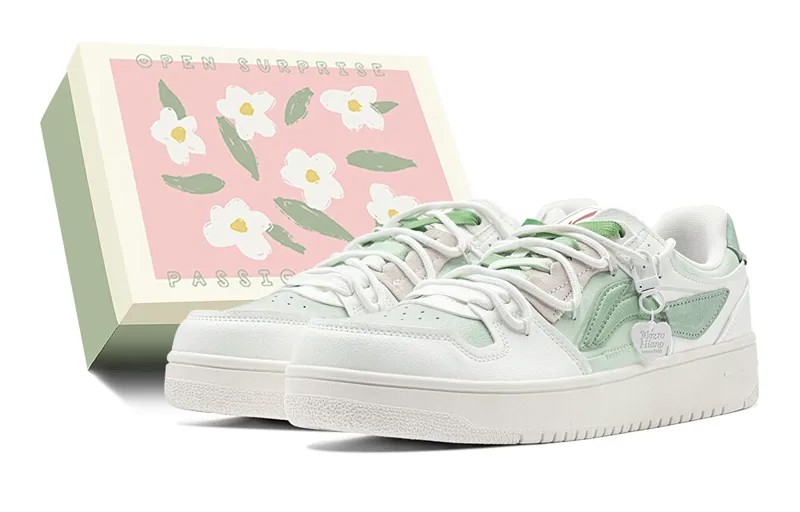 Кроссовки LINING Skateboarding Shoes Women's Low-top White, желтый