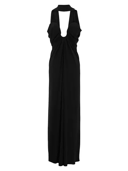 Платье-шарф из крепового трикотажа Saint Laurent, черный