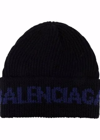 Balenciaga шапка бини вязки интарсия с логотипом