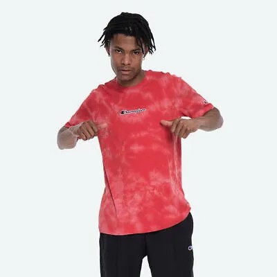 Футболка Champion Tie Dye Мужская красная спортивная одежда Футболка для активного отдыха Повседневный топ