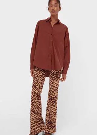 Stradivarius Рубашка Прямого Кроя Коричневый Xs