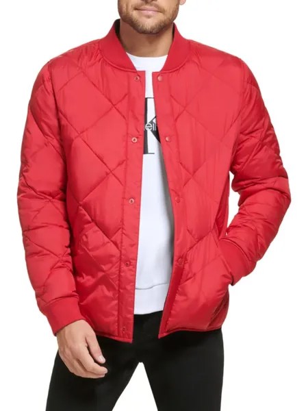 Двусторонний стеганый бомбер на кнопках спереди Calvin Klein, цвет Deep Red