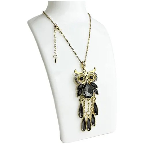 Колье Fashion jewelry, кристалл, серый, золотой