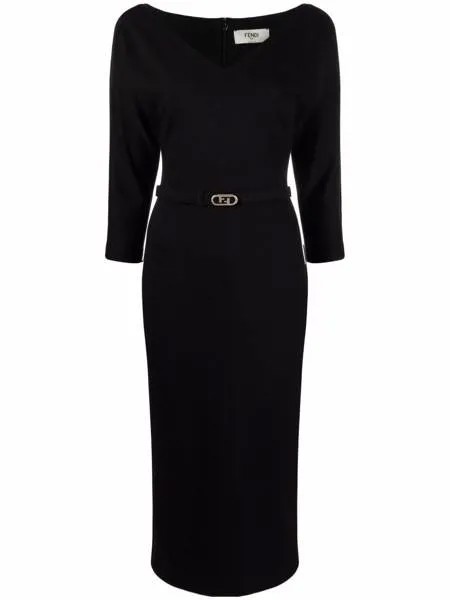 Fendi платье миди с логотипом