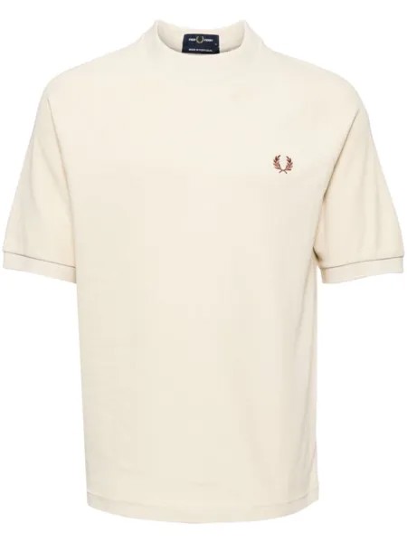 Fred Perry футболка в рубчик с рукавами реглан, нейтральный цвет