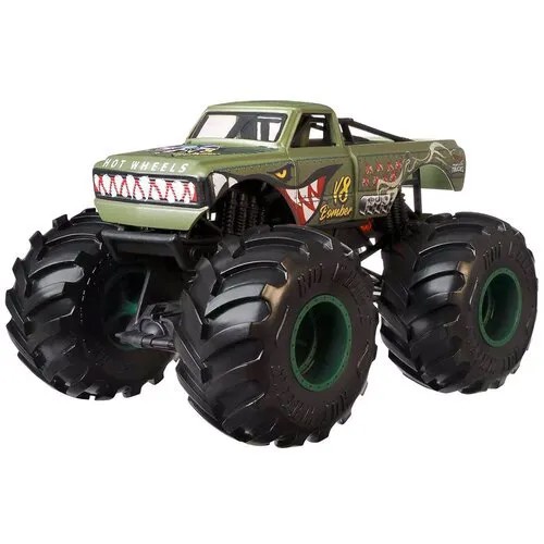 Монстр-трак Hot Wheels V8-Bomber FYJ82/GWL16 1:24, 14 см, зеленый/черный