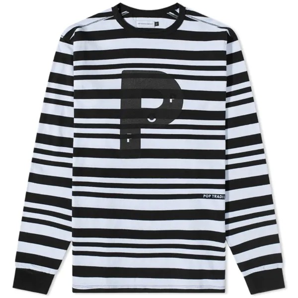 Футболка Pop Trading Company Long Sleeve Big P Stripe Tee