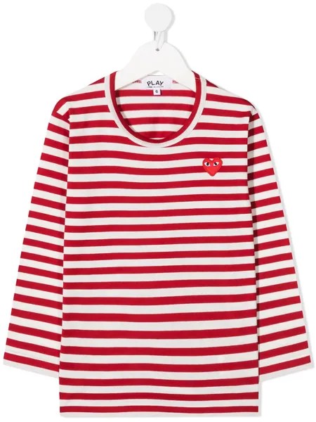 Comme Des Garçons Play Kids полосатая футболка с нашивкой