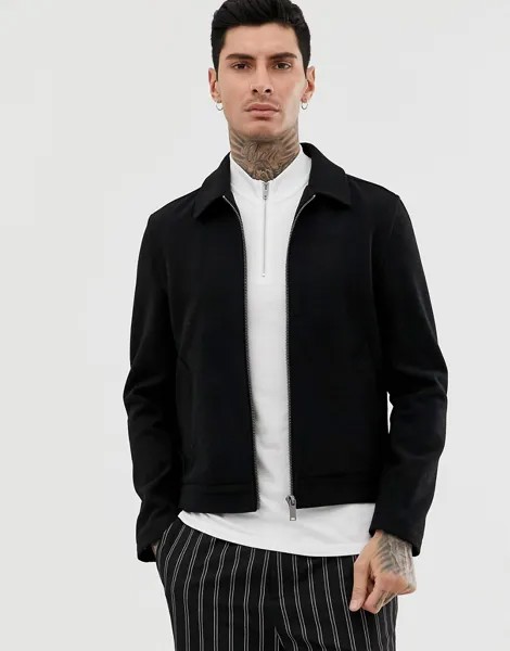 Черная куртка с добавлением шерсти ASOS DESIGN-Черный