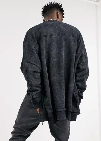 Черная трикотажная куртка-бомбер в стиле extreme oversized с эффектом кислотной стирки ASOS DESIGN-Зеленый цвет