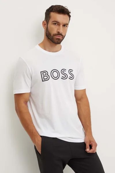 Хлопковая футболка Boss Green, белый