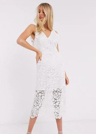Белое кружевное свадебное платье миди Y.A.S Tall-Белый