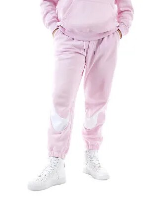 Женские флисовые джоггеры Nike Regal Pink Swoosh с графическим принтом