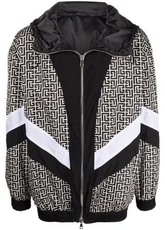 Balmain бомбер с капюшоном и монограммой