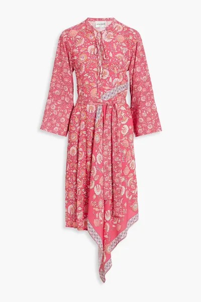 Платье миди из крепа Dandy со шнуровкой и принтом Antik Batik, розовый