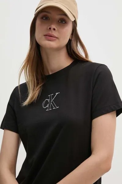 Хлопковая футболка Calvin Klein Jeans, черный