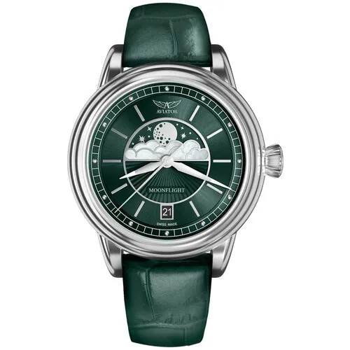 Наручные часы Aviator Douglas MoonFlight V.1.33.0.262.4, зеленый, серебряный