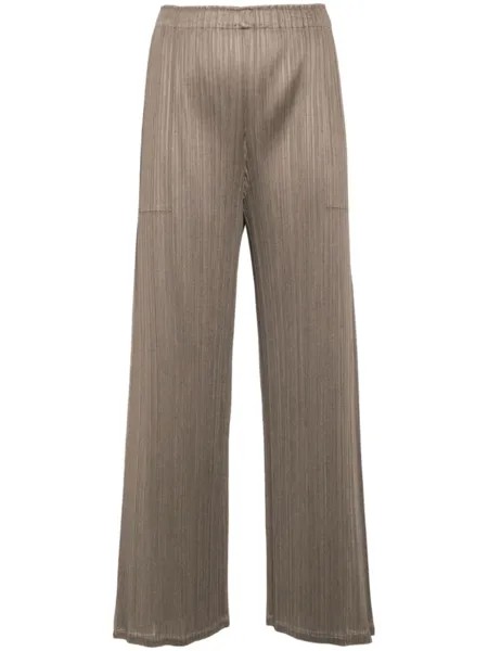 Прямые брюки плиссе Pleats Please Issey Miyake, бежевый