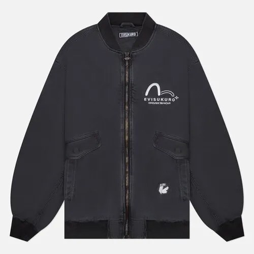 Бомбер Evisu, силуэт прямой, подкладка, размер S, серый