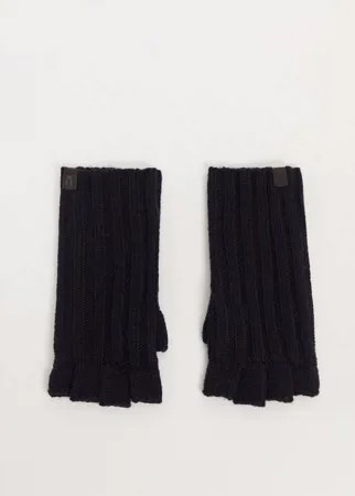 Черно-синие перчатки без пальцев в рубчик AllSaints-Темно-синий