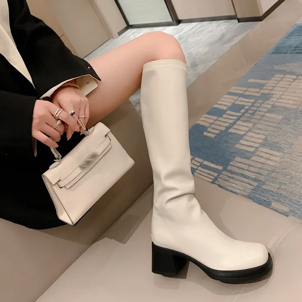 Осенне-зимняя новая женская обувь Корейская версия прочные удобные эластичные ботинки на тонких ногах