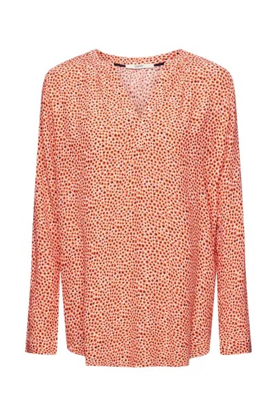 Esprit рубашка с V-образным вырезом и цветочным принтом, орнажевый