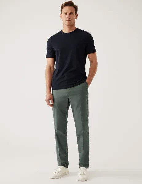 Суперлегкие брюки чинос стандартной посадки Marks & Spencer, зеленый
