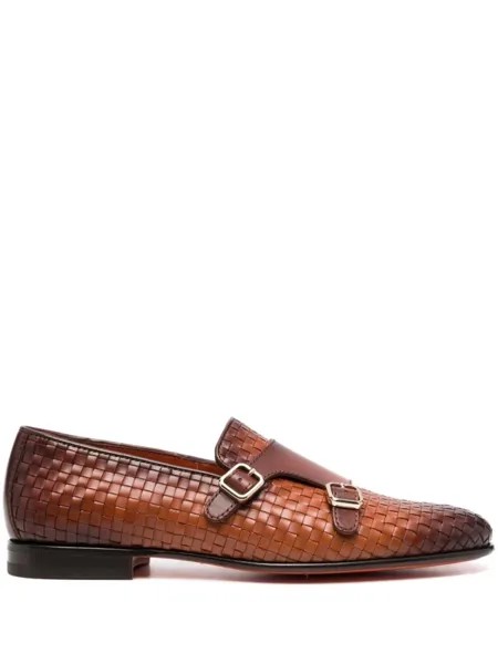 Santoni плетеные туфли монки, коричневый