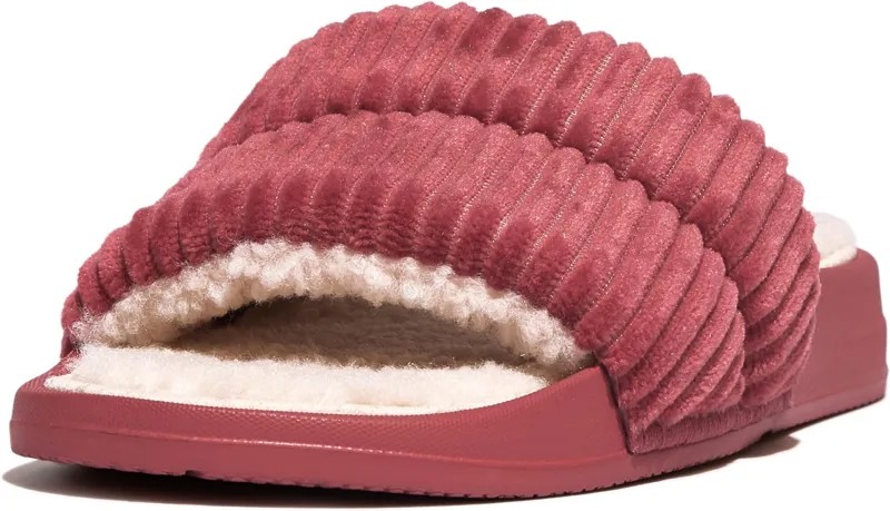 Сандалии на плоской подошве iQushion Fleece-Lined Corduroy Slides FitFlop, цвет Dusky Red