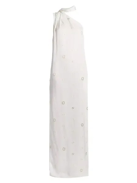 Платье макси на одно плечо с вышивкой Stella Mccartney, цвет natural