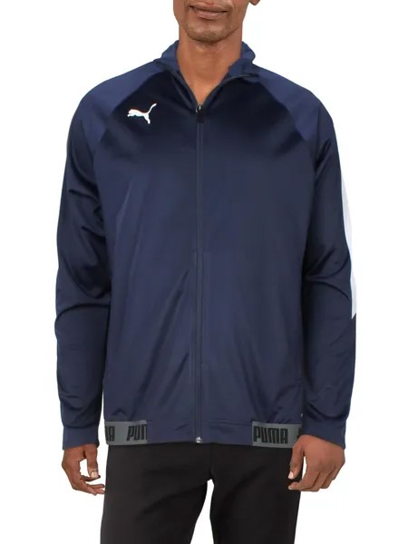 Мужская влагоотводящая спортивная куртка на молнии с полной молнией Puma, цвет Navy/White