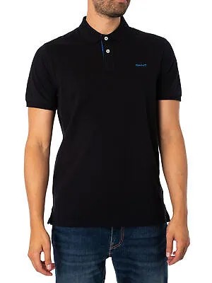 Мужская рубашка-поло из пике стандартного контраста GANT, черная