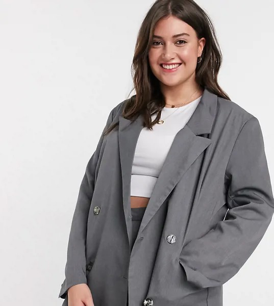Длинный пиджак от комплекта Daisy Street Plus-Серый