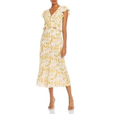Женское желтое макси-платье Rahi с принтом и оборками и V-образным вырезом M BHFO 9294