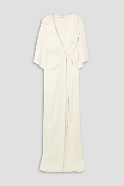 Драпированное платье из атласного крепа с запахом HALSTON, белый