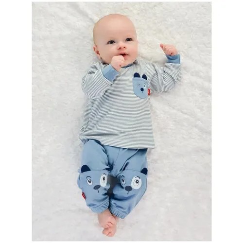 Комплект одежды  LEO для мальчиков, брюки и свитшот и кофта, нарядный стиль, пояс на резинке, размер 68, серый