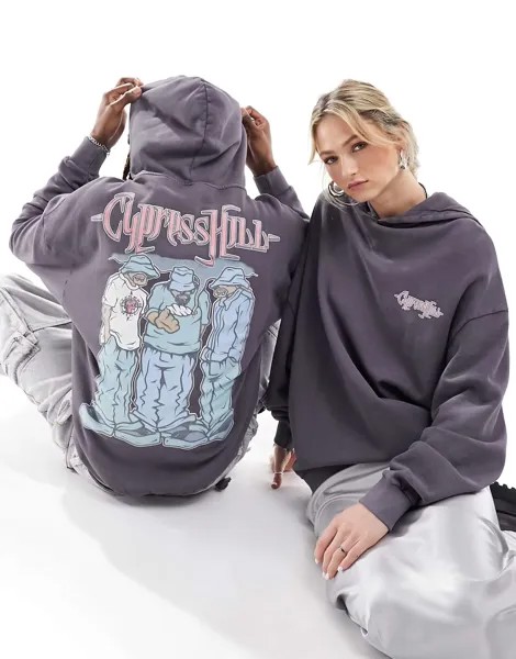 Толстовка унисекс Reclaimed Vintage, лицензированная Cypress Hill, темно-серого цвета