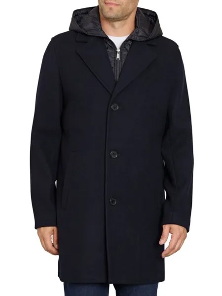 Шерстяное пальто с нагрудником с капюшоном Sam Edelman, цвет Grey Melange
