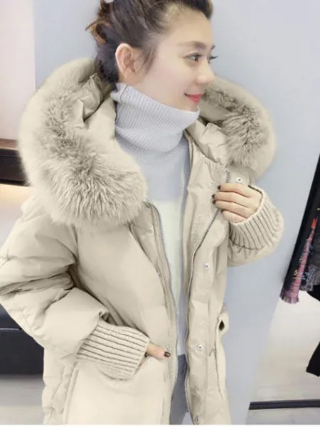 Пуховик женский из хлопка, новинка зимы 2021, корейское пальто до колена средней и длинной длины с капюшоном, утепленное пальто