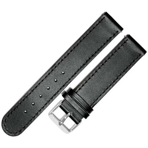 Ремешок 1809-01-1-1 Classic Черный кожаный ремень 18 мм для часов наручных прямой без заужения из кожи натуральной гладкий