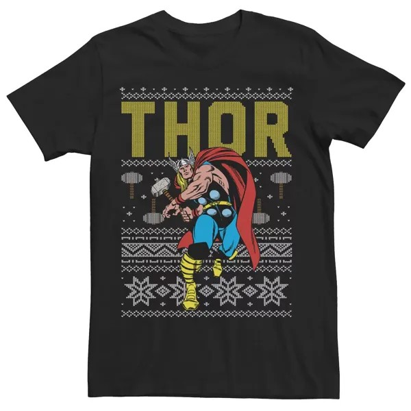 Мужской рождественский свитер с короткими рукавами Marvel Thor Ugly, футболка Licensed Character