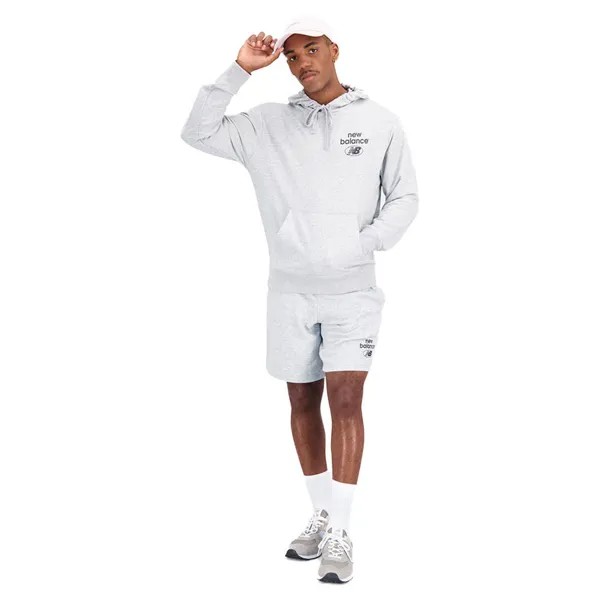Худи New Balance Essentials Brushed Back Fleece, серый