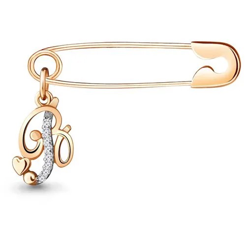 Брошь AQUAMARINE, золото, 585 проба, фианит