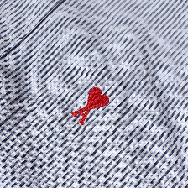 Рубашка AMI Heart Striped Button Down Oxford Shirt